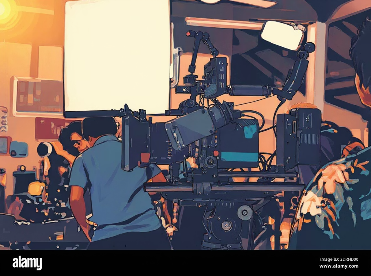 Film-set still — warm, lightly desaturated, vignette.